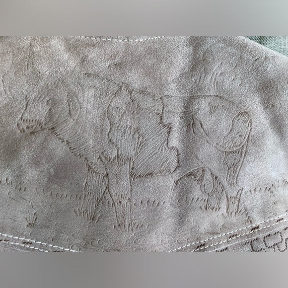 Valenci Vintage Tooled Leather Wool Lined Mexican Western Cattle Vest Size 38 - Picture 7 of 9